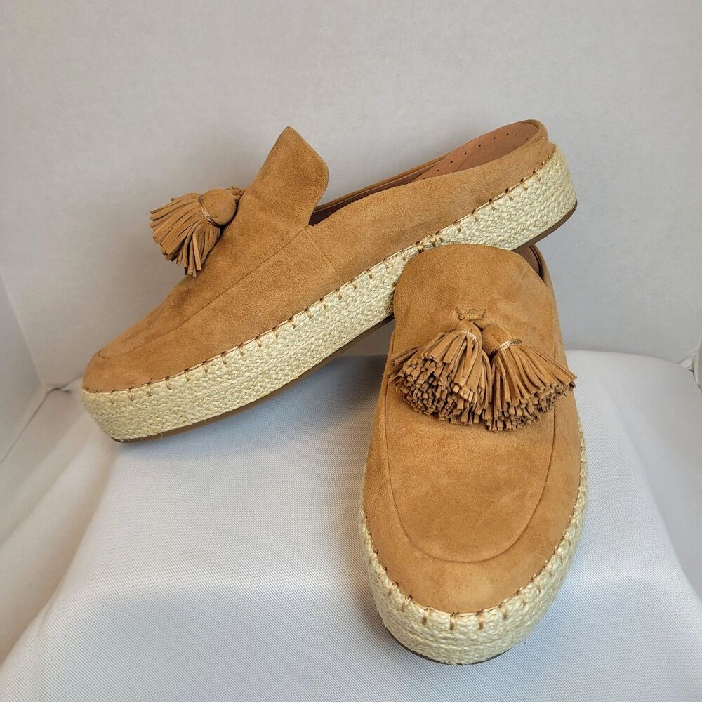 Gentle Souls Kenneth Cole Suede Leather Rory Espadrille Loafer Cognac 8.5